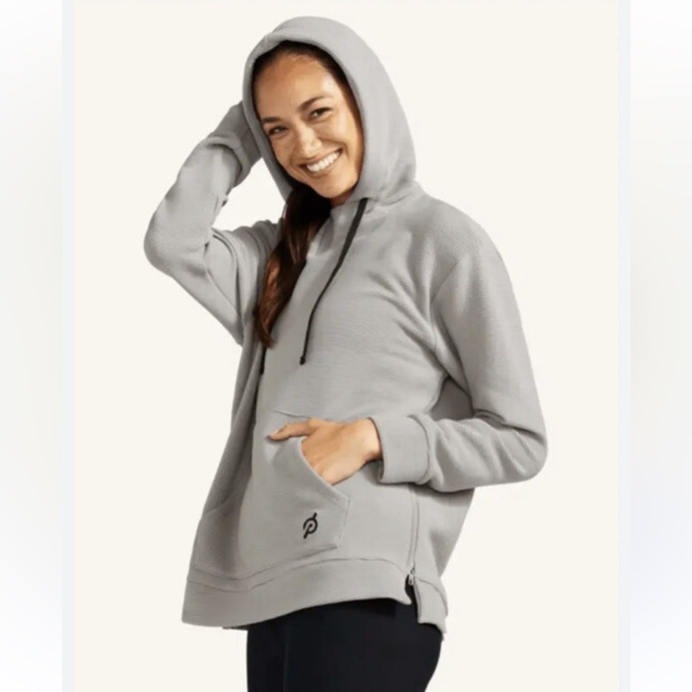 408 Peloton Ribbed Gray Hoodie Pullover Side Zip Athleisure Workout Small